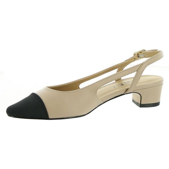 VANELi Womens Aliz Beige Leather Slip On Dress Slingback Heels Shoes NWT - Picture 3 of 4